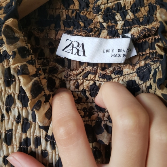 Zara Mock Neck Leopard Print Long Sleeve Dress - Picture 4 of 6